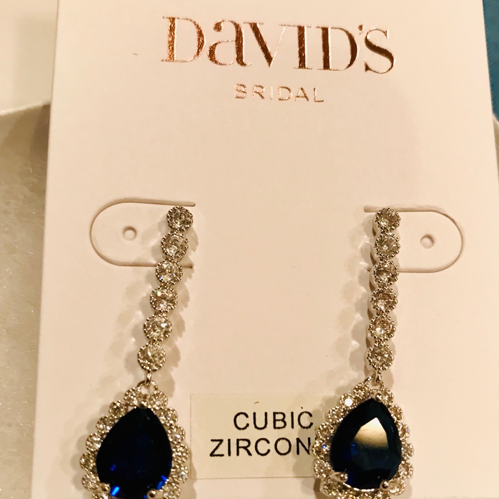 Cobalt Blue Diamond Earrings from David’s Bridal
